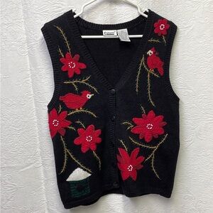 Vintage Christmas Button Up Sweater Vest